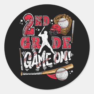 Sticker Rond Drôle Retour À L'École 2E Classe De Baseball Jeu S