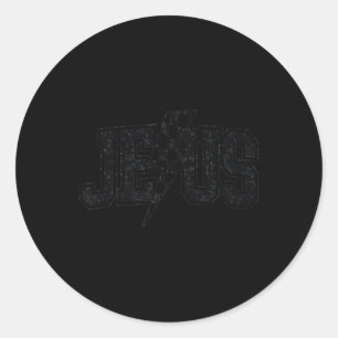 Sticker Rond Drôle Rétro Groovy À Carreaux Jésus Éclair
