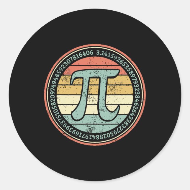 Sticker Rond Drôle Retro Pi Day Math Pour Pi Day 3.14 Math Ne (Devant)