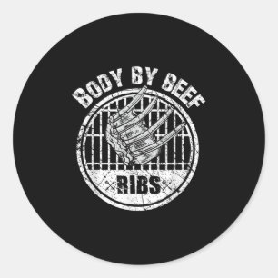 Sticker Rond Drôle Rib Court Barbecue Grill Body By Beef Ribs B