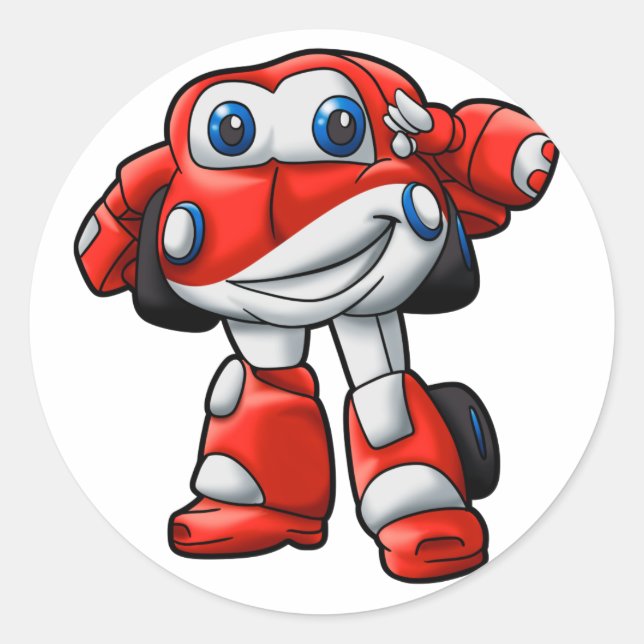 Sticker Rond Drôle Robot voiture dessin animé | - Choisir la co (Devant)