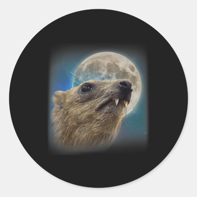 Sticker Rond Drôle Rock Hyrax Avec Mème Lune (Devant)