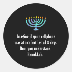 Sticker Rond Drôle Sarcastique Hanoukka Chanukah Citation de té