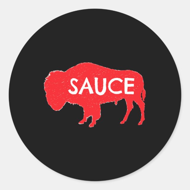 Sticker Rond Drôle Sauce Buffalo Graphiste Ailes Chaudes Épicée (Devant)