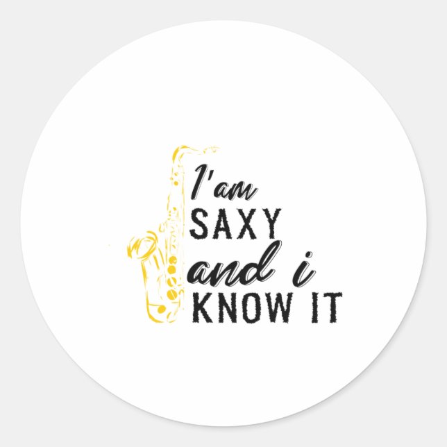 Sticker Rond Drôle Saxophone, Cadeau Saxophone pour saxaphone (Devant)