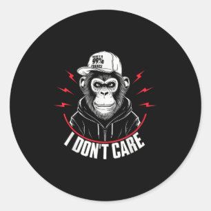 Sticker Rond Drôle singe Il y a une chance à 99% que je ne m'en