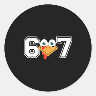Sticker Rond Drôle Six Sept 67 Dinde Visage Thanksgiving Matchi