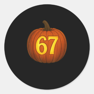 Sticker Rond Drôle Six Sept 67 Halloween Citrouille Jackolanter