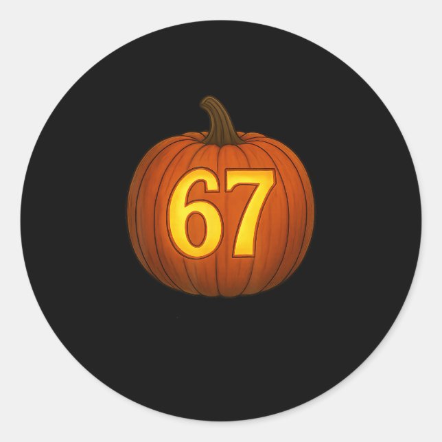 Sticker Rond Drôle Six Sept 67 Halloween Citrouille Jackolanter (Devant)