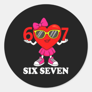 Sticker Rond Drôle Six Sept 67 Mème Saint-Valentin Femmes Fille