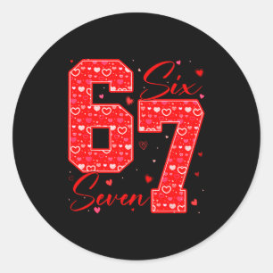 Sticker Rond Drôle Six Sept 6 7 Mème Cœurs Cud Saint-Valentin