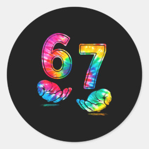 Sticker Rond Drôle Six Sept 6 7 Mème Gén Alpha Argot 6 7 Mains