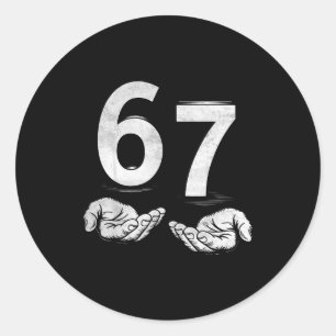 Sticker Rond Drôle Six Sept 6 7 Mème Gen Alpha Argot 6 7 Mains
