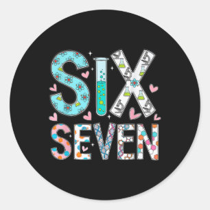 Sticker Rond Drôle Six Sept 6 7 Mème Professeur de Sciences Hom