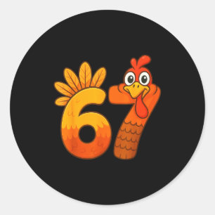 Sticker Rond Drôle Six Sept 6 7 Mème Thanksgiving Enfants Garço