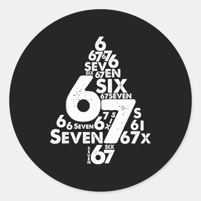 Sticker Rond Drôle Six Sept 6 7 Sapin de Noël Meme Noël  (Devant)