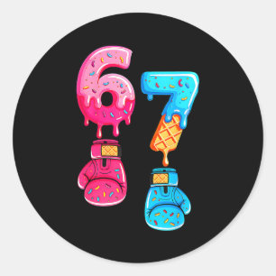 Sticker Rond Drôle Six Sept Mème Crème Glacée Goutte 67 Boxe