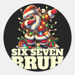 Sticker Rond Drôle Six Sept Noël 6-7 Meme Santa 6 7 Six S