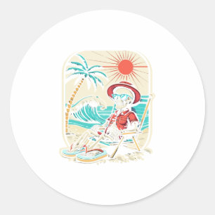 Sticker Rond Drôle Skeleton été