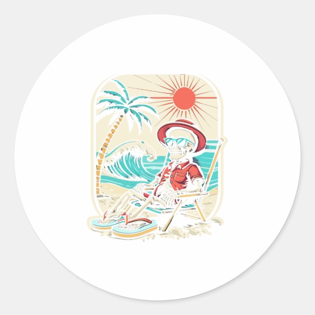 Sticker Rond Drôle Skeleton été (Devant)
