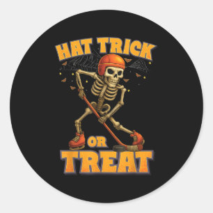 Sticker Rond Drôle Skeleton Joueur de hockey sur glace Costume