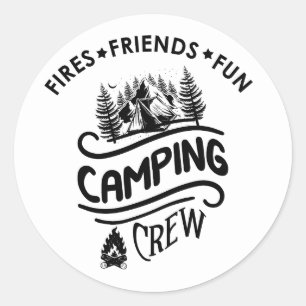 Sticker Rond Drôle slogan de l'équipe de camping camper amis ca