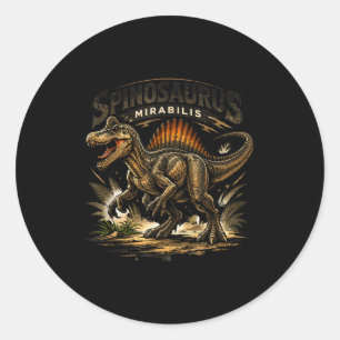 Sticker Rond Drôle spinosaurus rétro dinosaure spinosaurus