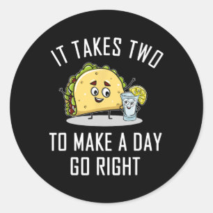 Sticker Rond Drôle Taco Tequila Lover Citation Cadeau Cinco De