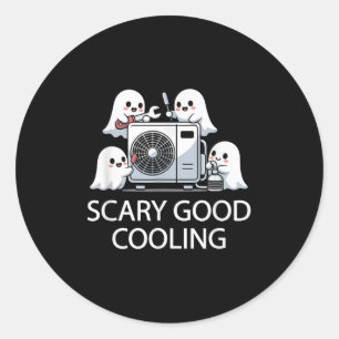 Sticker Rond Drôle Technicien Hvac Ghost Costume Halloween Soky