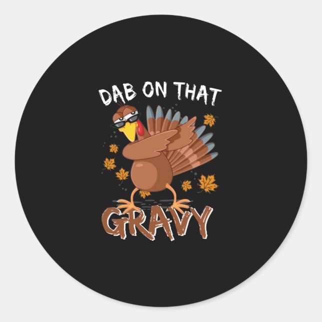 Sticker Rond Drôle Thanksgiving Dab Sur Ce Dabbing Gravé (Devant)