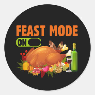Sticker Rond drôle Thanksgiving mode mot art