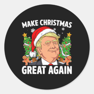 Sticker Rond Drôle Trump 2024 Rendre Noël grand à nouveau Homme