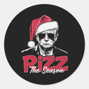 Sticker Rond Drôle Trump 2024 Xmas Trump Rizz La Saison Père No