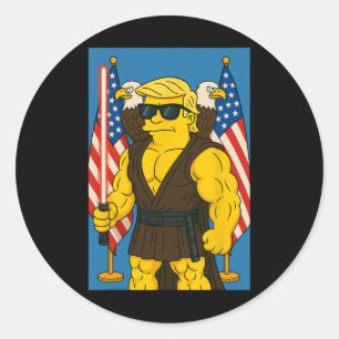 Sticker Rond Drôle Trump 4 mai être avec vous Vs Vatican Christ