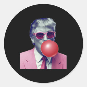 Sticker Rond Drôle Trump Bubble Gum Yum Cadfts