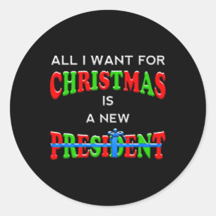 Sticker Rond Drôle Trump Christmas Anti Biden Voter Hommes Femm