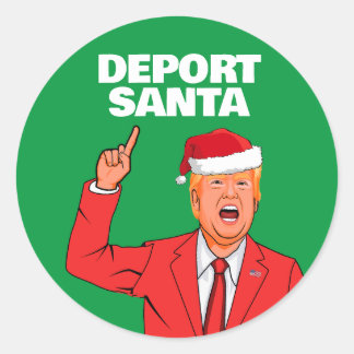 Sticker Rond Drôle Trump Christmas Deport Père Noël