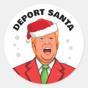 Sticker Rond Drôle Trump Christmas Deport Père Noël