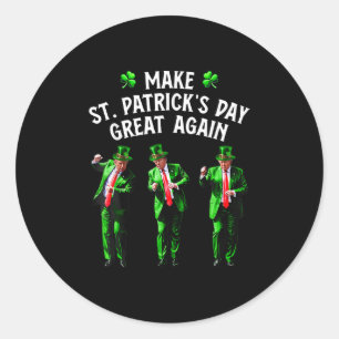 Sticker Rond Drôle Trump Dance Saint-Patricks Day Pyjamas Trump
