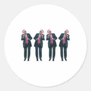 Sticker Rond Drôle Trump Danse Père Noël Noël Doux moche Xma