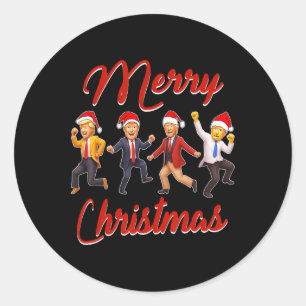 Sticker Rond Drôle Trump Danse Santa Claus Noël Noël Noël Noël