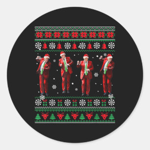 Sticker Rond Drôle Trump Danse Santa Claus Noël Noël Noël Noël