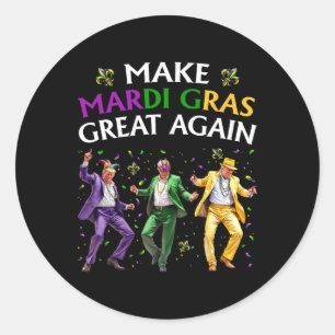 Sticker Rond Drôle Trump Danser Rendre sa grandeur à Mardi Gras