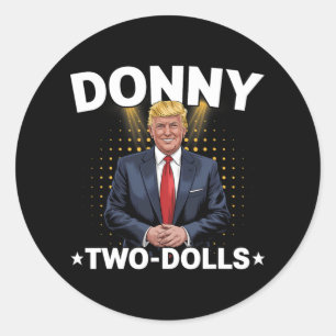 Sticker Rond Drôle Trump Donny Deux Poupées 2 Poupées À Noël T