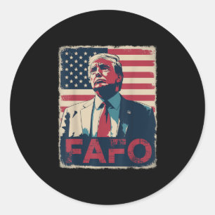 Sticker Rond Drôle Trump Fafo F autour de Découvrez Retro Us Dr