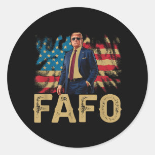 Sticker Rond Drôle Trump Fafo, Y2k Fafo Trump American Flag Vin