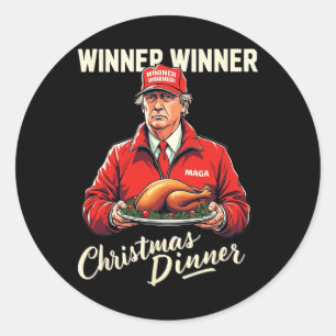 Sticker Rond Drôle Trump gagnant de l'Humour à Noël M