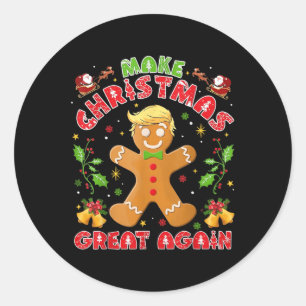 Sticker Rond Drôle Trump Gingerbread Homme rendre Noël grand