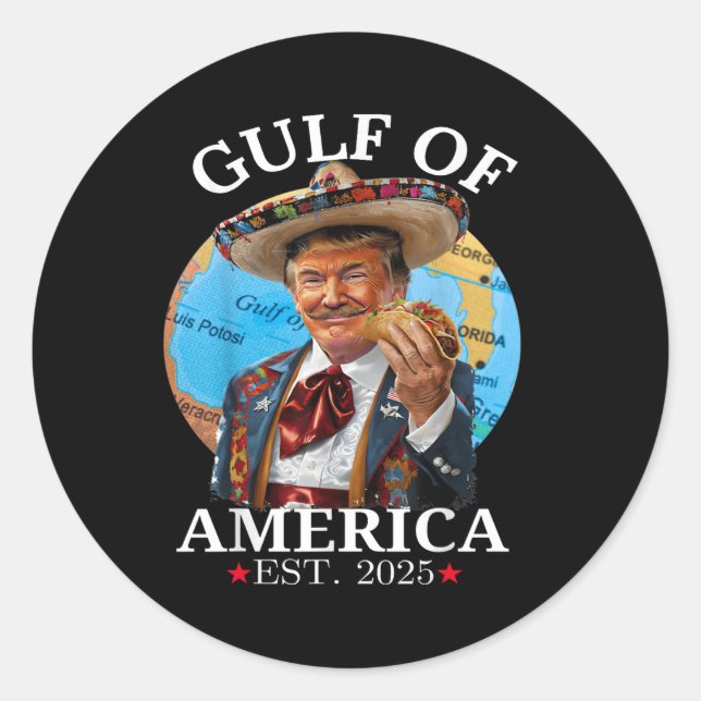 Sticker Rond Drôle Trump Golfe Des États-Unis Amérique 2025 Tru (Devant)