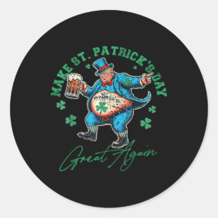 Sticker Rond Drôle Trump Jour de la Saint Patrick Boire Irlanda